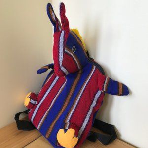 Donkey Shaped Children's Backpack Bag Central American Woven Fabric 12"